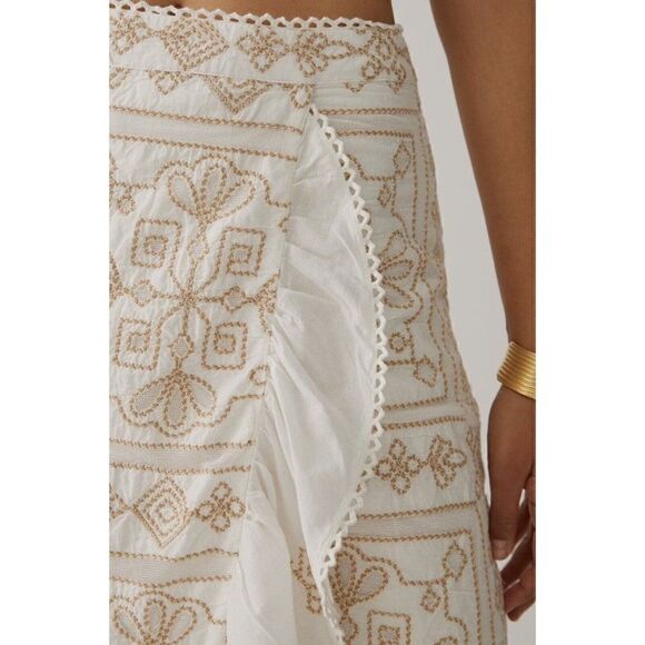 NEW ANTHROPOLOGIE Sz 10 BARE EMBROIDERED HALTER SKIRT IVORY - Picture 5 of 6